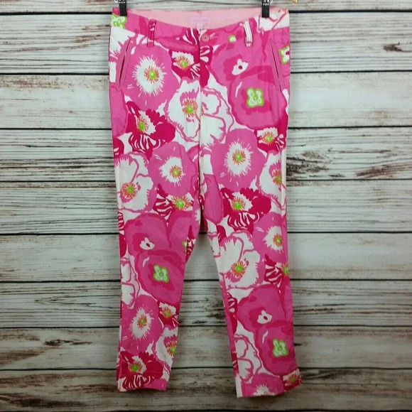 NWOT Lilly Pulitzer SZ 2 Cherry Begonia Crop Pants - Picture 1 of 8